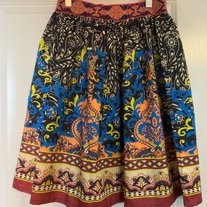 Miami Blue and Yellow A-Line Pleated Skirt